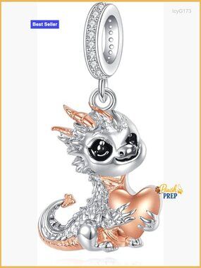 925 Sterling Silver Dragon Charm Bead for Jewelry Making Gift